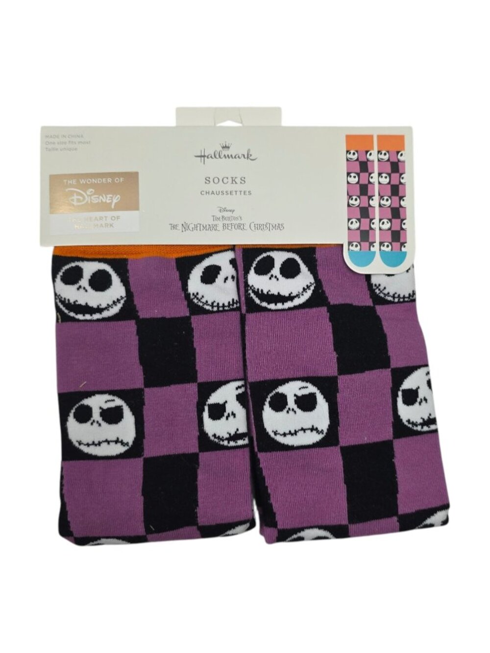 Disney Nightmare Before Christmas Jack Checkered Hallmark Socks HGN1550 NWT